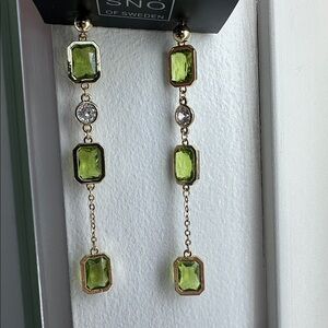 SNÖ of Sweden - Green and Gold Drop Earrings